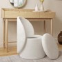 Off-White Boucle Dressing Table Chair with Ottoman Storage - Leah