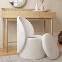 LAH001A Off-White Boucle Dressing Table Chair with Ottoman Storage - Leah