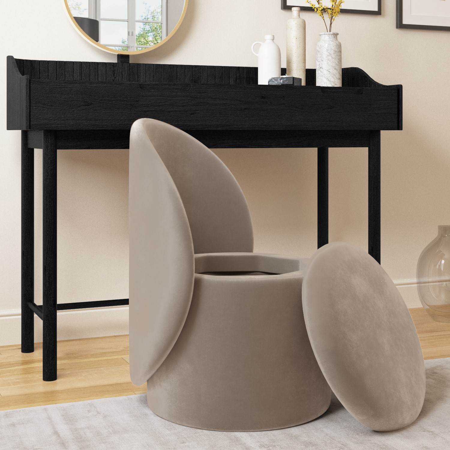 Round chair on sale with storage