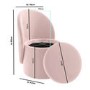 Pink Velvet Dressing Table Chair with Ottoman Storage - Leah