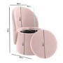 Pink Velvet Dressing Table Chair with Ottoman Storage - Leah