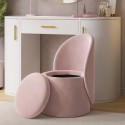 LAH004A Pink Velvet Dressing Table Chair with Ottoman Storage - Leah