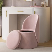 Pink Velvet Dressing Table Chair with Ottoman Storage - Leah Pink Velvet Dressing Table Chair with Ottoman Storage - Leah