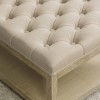Large Rectangular Beige Linen Upholstered Coffee Table Footstool - Lillian