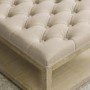 Rectangular Beige Upholstered Buttoned Coffee Table with Storage - Lillian