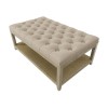 Large Rectangular Beige Linen Upholstered Coffee Table Footstool - Lillian