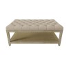 Large Rectangular Beige Linen Upholstered Coffee Table Footstool - Lillian