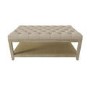 Rectangular Beige Upholstered Buttoned Coffee Table with Storage - Lillian