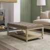 Large Rectangular Mink Velvet Upholstered Coffee Table Footstool - Lillian