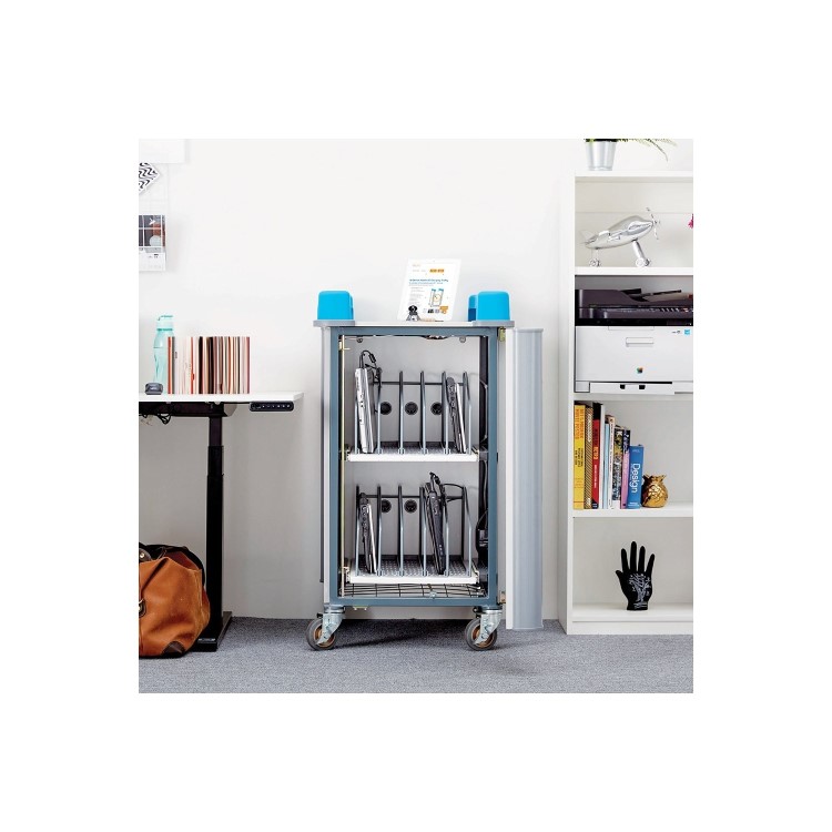 LapCabby 10V - 10 laptops or chromebooks up to 19' - vertical storage 2 Sliding shelves