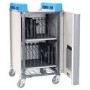 LapCabby 16 Port Charging Trolley Vertical Compact charges 16 devices up to 17 screen size – laptops and Chromebooks including protective cases.