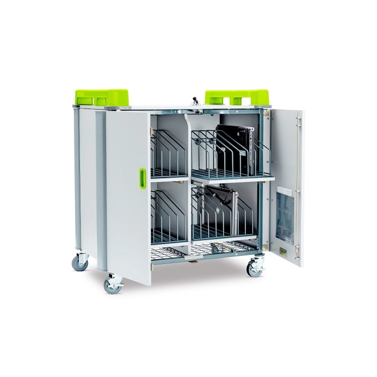 Box Opened LapCabby LAP32VBL 32V Charging Trolley with 32 Vertical Bays for Laptops & Chromebooks