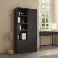 Tall Black Wooden Office Cupboard - Larsen Tall Black Wooden Office Cupboard - Larsen
