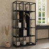 Tall Black Metal Industrial Bookshelves - Larsen