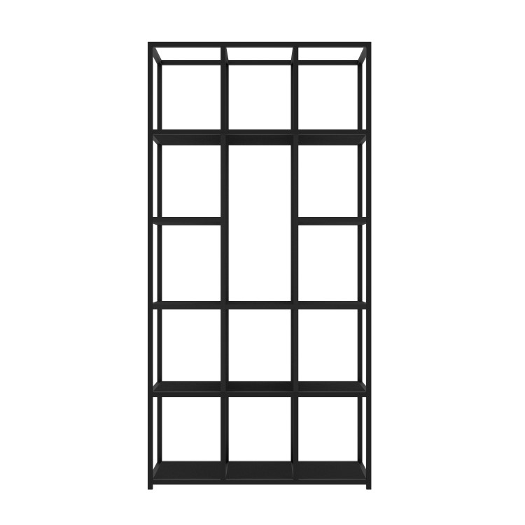 Tall Black Metal Industrial Bookshelves - Larsen