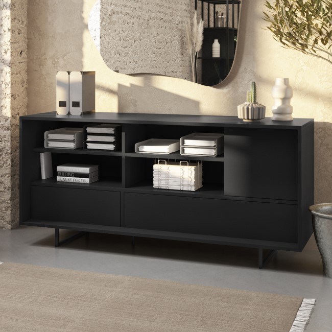 Matt Black Office Sideboard with Storage - Larsen