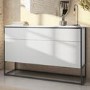 White Ribbed Office Storage Cabinet - Larsen