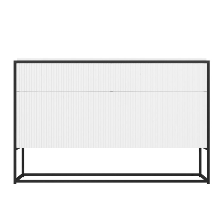 White Ribbed Office Storage Cabinet - Larsen