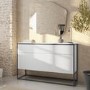 White Ribbed Office Storage Cabinet - Larsen