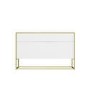 White and Gold Ribbed Office Storage Cabinet - Larsen