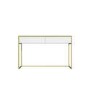 White and Gold Ribbed Desk with Drawers - Larsen