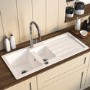 1.5 Bowl White Inset Granite Composite Kitchen Sink with Reversible Drainer - Enza Laurie