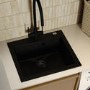GRADE A1 - Single Bowl Black Inset Composite Sink with Tap Deck - Enza Laurie