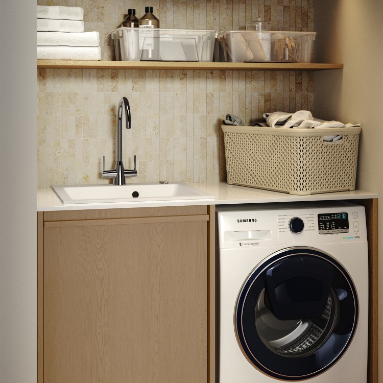 Single Bowl White Composite Inset Kitchen Sink - Enza Laurie