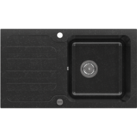 1 Bowl Black Granite Composite Inset Kitchen Sink & Waste - 860 x 500mm - Laurie
