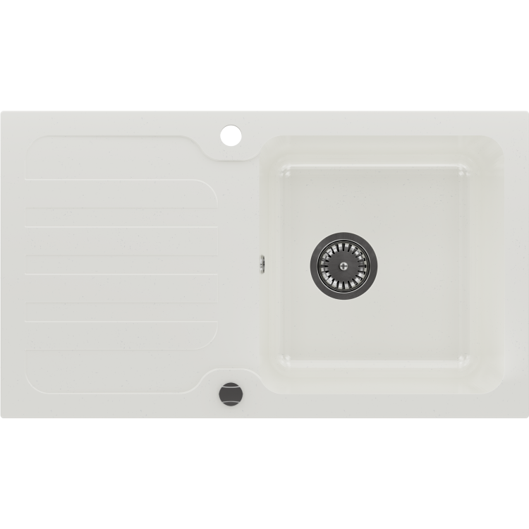 1 Bowl White Granite Composite Inset Kitchen Sink & Waste - 860 x 500mm - Laurie