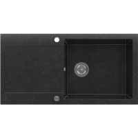 Large 1 Bowl Black Granite Composite Inset Kitchen Sink & Waste - 970 x 500mm - Laurie