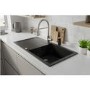 Large 1 Bowl Black Granite Composite Inset Kitchen Sink & Waste - 970 x 500mm - Laurie
