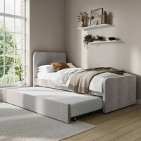 Grey Velvet Single Guest Bed with Trundle - Layla