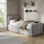 Grey Velvet Single Guest Bed with Trundle - Layla