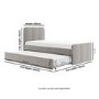 Grey Velvet Single Guest Bed with Trundle - Layla