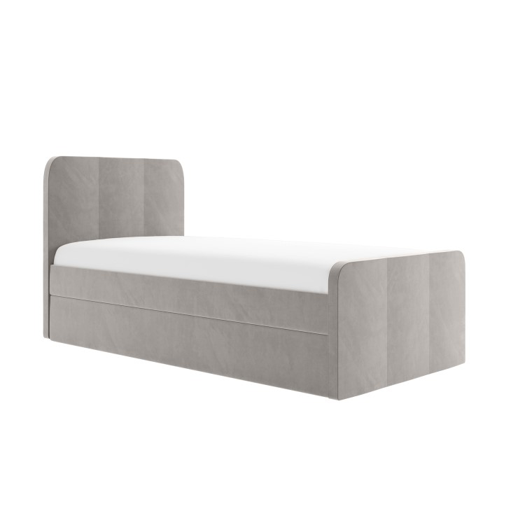 Grey Velvet Single Guest Bed with Trundle - Layla