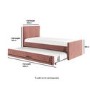 Single Guest Bed with Trundle Bed in Pink Velvet - Layla