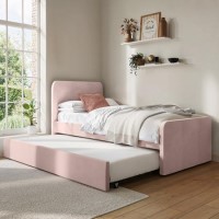 Pink Velvet Single Guest Bed with Trundle - Layla