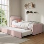 Pink Velvet Single Guest Bed with Trundle - Layla
