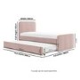 Pink Velvet Single Guest Bed with Trundle - Layla