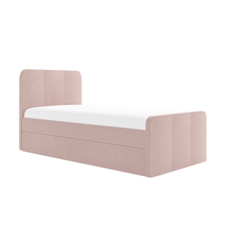 Pink Velvet Single Guest Bed with Trundle - Layla