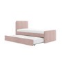 Pink Velvet Single Guest Bed with Trundle - Layla