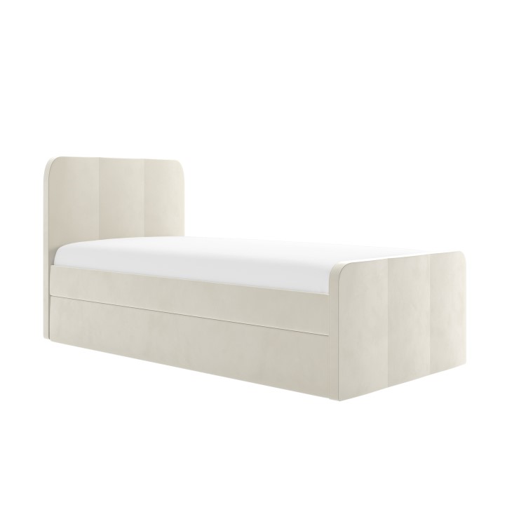 Cream Velvet Single Guest Bed with Trundle - Layla