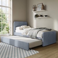 Blue Velvet Single Guest Bed with Trundle - Layla