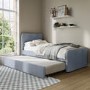 Blue Velvet Single Guest Bed with Trundle - Layla