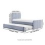 Blue Velvet Single Guest Bed with Trundle - Layla