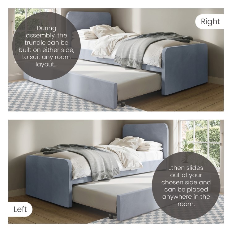 Blue Velvet Single Guest Bed with Trundle - Layla