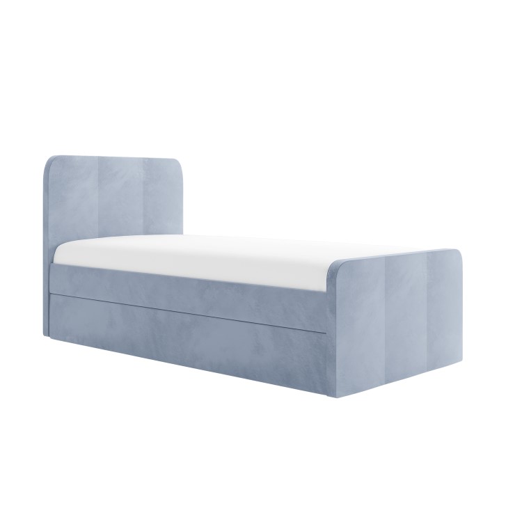 Blue Velvet Single Guest Bed with Trundle - Layla