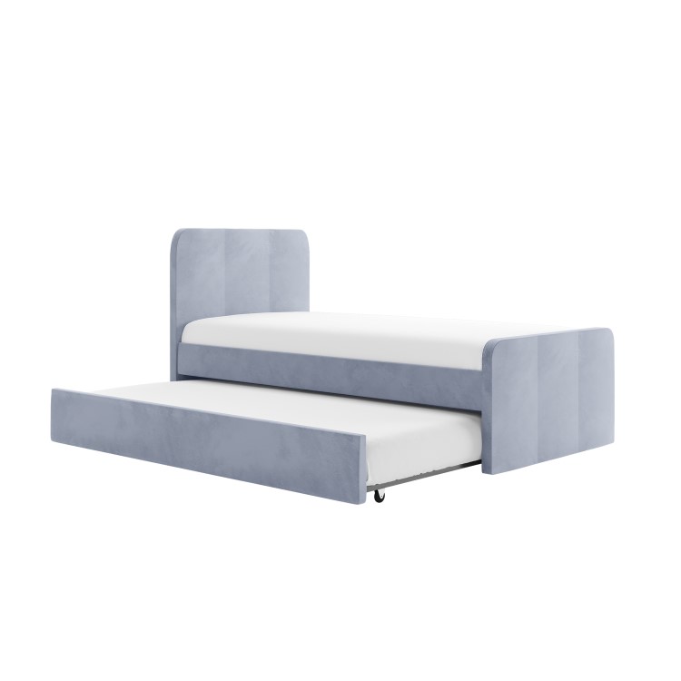 Blue Velvet Single Guest Bed with Trundle - Layla