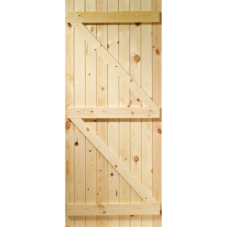 Wooden Pine Ledged & Braced Garden Gate - Unfinished 1981 x 838 x 36 mm - XL Joinery